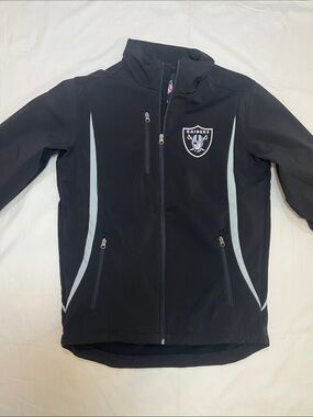 Riders NWT NFL Men’s Black Jacket with Gray Accents Sizes S Embroidered Patch.